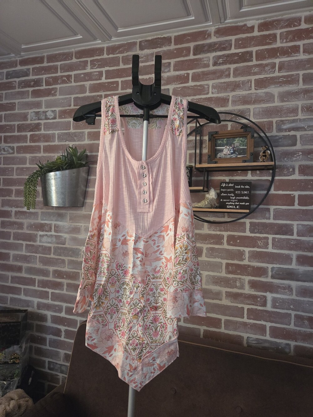 POL Pink Floral Handkerchief-Hem  Chemise